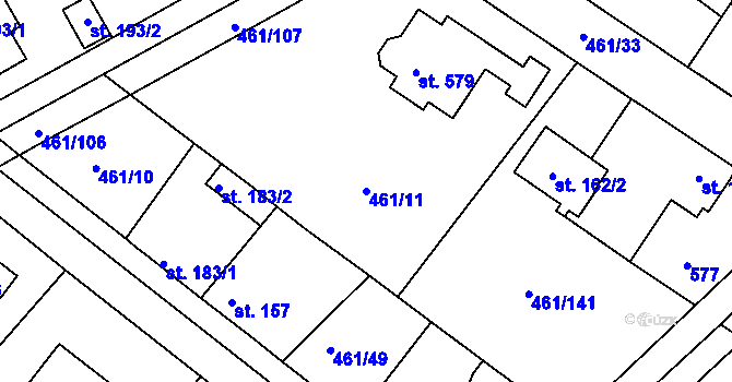 Parcela st. 461/11 v KÚ Malé Kyšice, Katastrální mapa