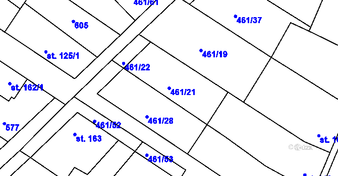 Parcela st. 461/21 v KÚ Malé Kyšice, Katastrální mapa