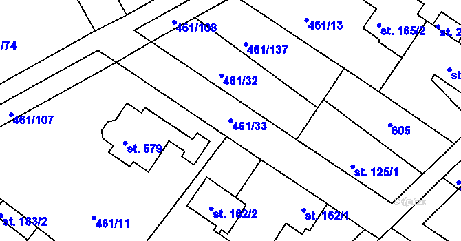 Parcela st. 461/33 v KÚ Malé Kyšice, Katastrální mapa