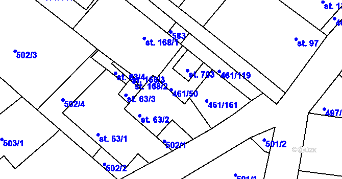 Parcela st. 461/50 v KÚ Malé Kyšice, Katastrální mapa