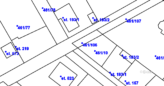 Parcela st. 461/106 v KÚ Malé Kyšice, Katastrální mapa