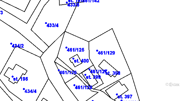 Parcela st. 461/129 v KÚ Malé Kyšice, Katastrální mapa