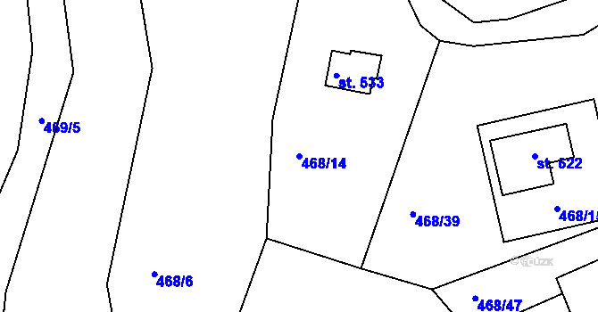Parcela st. 468/14 v KÚ Malé Kyšice, Katastrální mapa