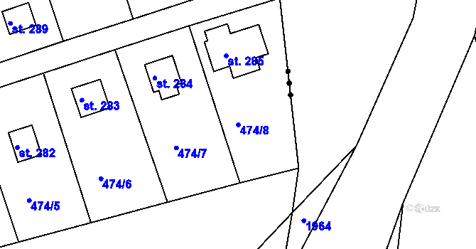 Parcela st. 474/8 v KÚ Malé Kyšice, Katastrální mapa