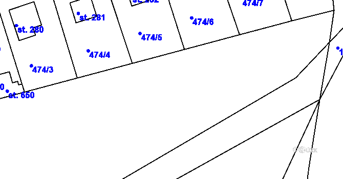 Parcela st. 474/9 v KÚ Malé Kyšice, Katastrální mapa