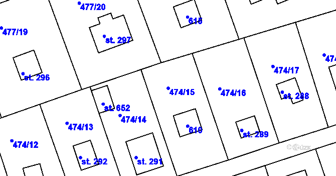 Parcela st. 474/15 v KÚ Malé Kyšice, Katastrální mapa