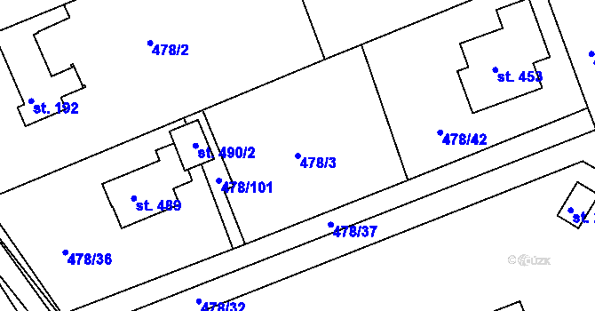 Parcela st. 478/3 v KÚ Malé Kyšice, Katastrální mapa