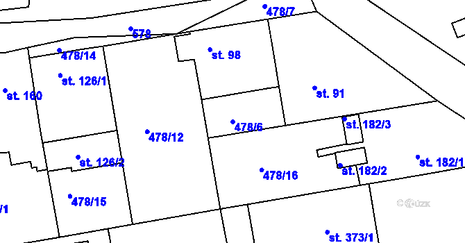 Parcela st. 478/6 v KÚ Malé Kyšice, Katastrální mapa