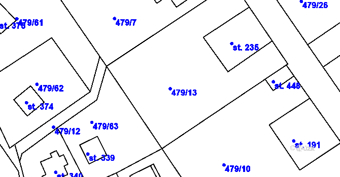 Parcela st. 479/13 v KÚ Malé Kyšice, Katastrální mapa