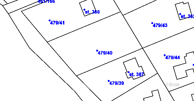 Parcela st. 479/40 v KÚ Malé Kyšice, Katastrální mapa