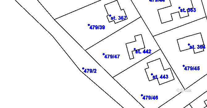 Parcela st. 479/47 v KÚ Malé Kyšice, Katastrální mapa