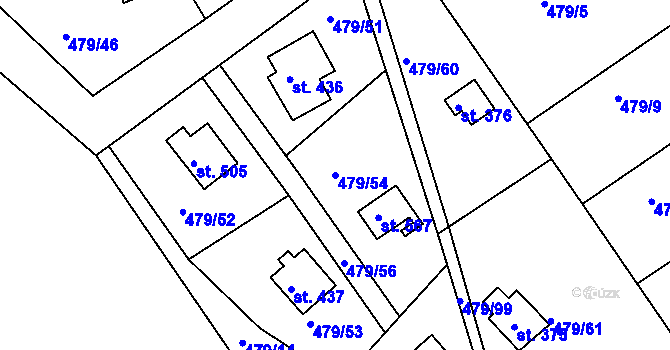 Parcela st. 479/54 v KÚ Malé Kyšice, Katastrální mapa
