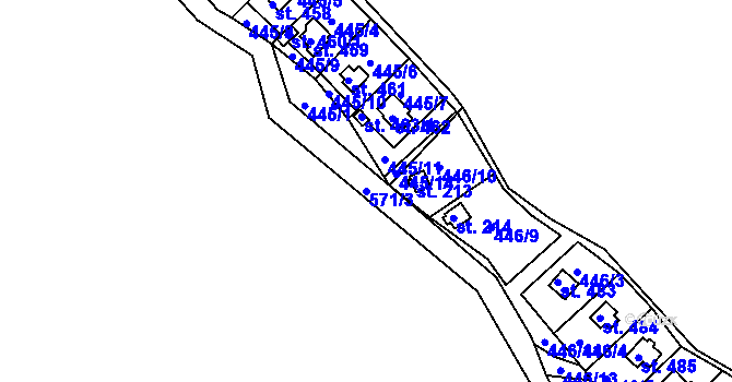 Parcela st. 571/3 v KÚ Malé Kyšice, Katastrální mapa