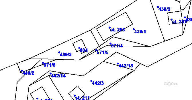 Parcela st. 571/5 v KÚ Malé Kyšice, Katastrální mapa