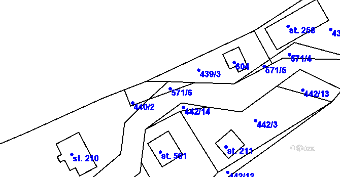 Parcela st. 571/6 v KÚ Malé Kyšice, Katastrální mapa