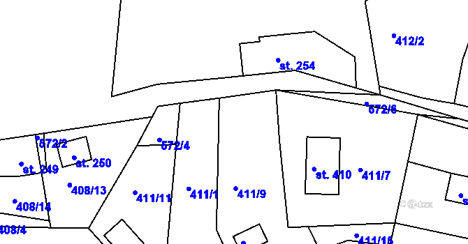 Parcela st. 572/5 v KÚ Malé Kyšice, Katastrální mapa