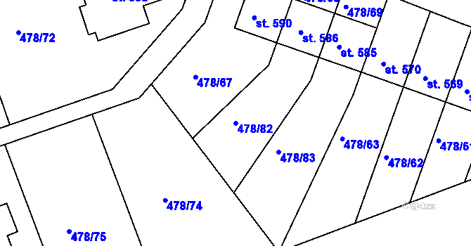 Parcela st. 478/82 v KÚ Malé Kyšice, Katastrální mapa