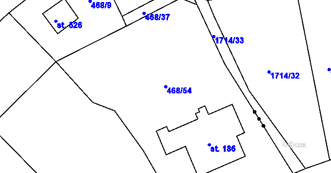 Parcela st. 468/54 v KÚ Malé Kyšice, Katastrální mapa