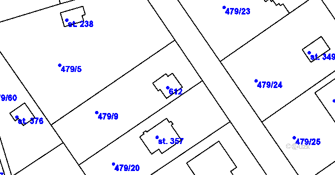 Parcela st. 612 v KÚ Malé Kyšice, Katastrální mapa