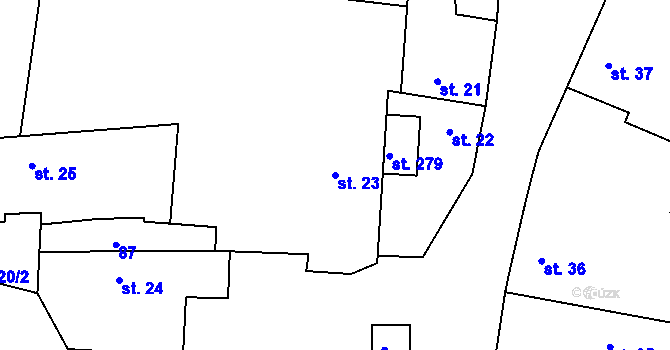 Parcela st. 23 v KÚ Malé Přílepy, Katastrální mapa