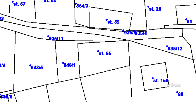 Parcela st. 65 v KÚ Malé Přílepy, Katastrální mapa