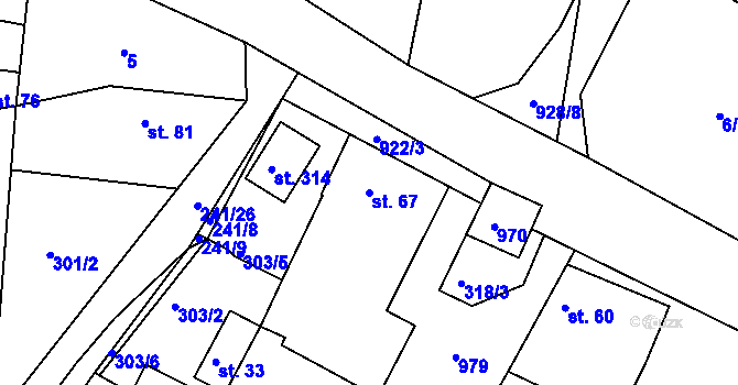 Parcela st. 67 v KÚ Malé Přílepy, Katastrální mapa