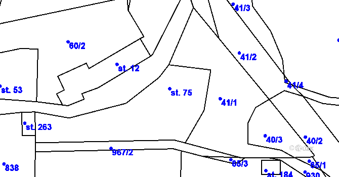 Parcela st. 75 v KÚ Malé Přílepy, Katastrální mapa