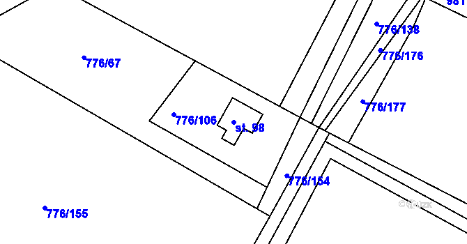 Parcela st. 98 v KÚ Malé Přílepy, Katastrální mapa
