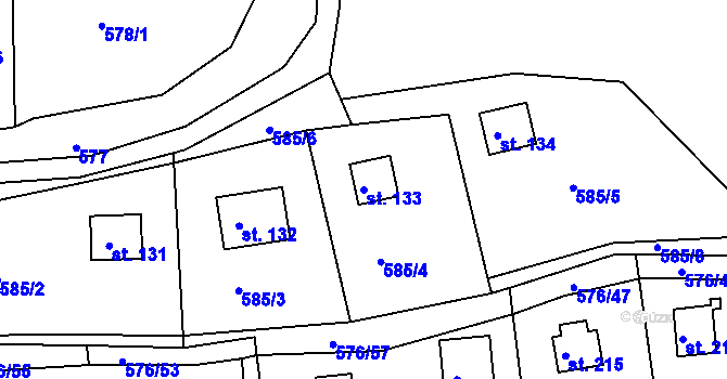 Parcela st. 133 v KÚ Malé Přílepy, Katastrální mapa