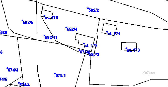 Parcela st. 172 v KÚ Malé Přílepy, Katastrální mapa
