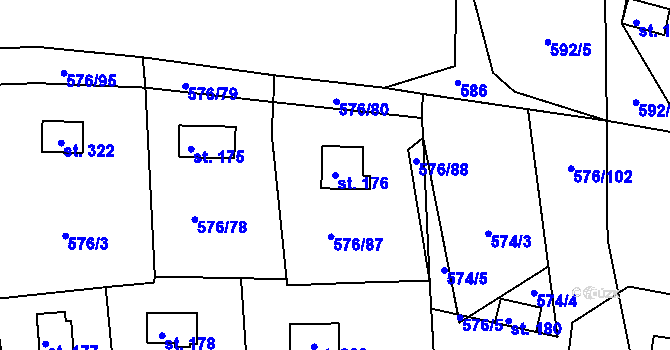 Parcela st. 176 v KÚ Malé Přílepy, Katastrální mapa