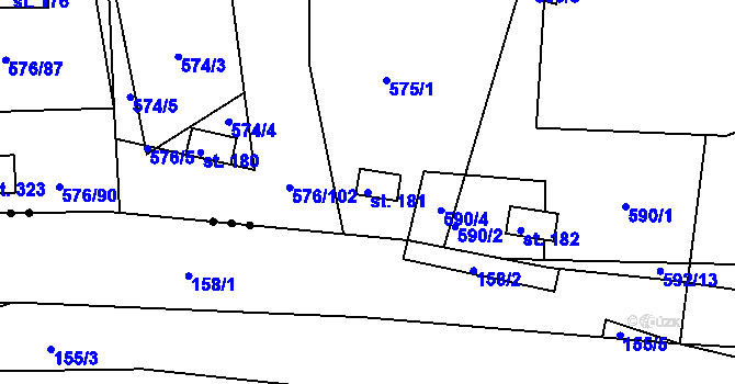 Parcela st. 181 v KÚ Malé Přílepy, Katastrální mapa