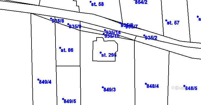 Parcela st. 295 v KÚ Malé Přílepy, Katastrální mapa