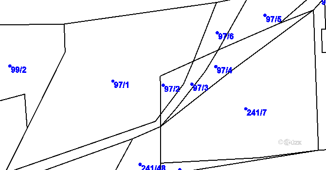 Parcela st. 97/2 v KÚ Malé Přílepy, Katastrální mapa