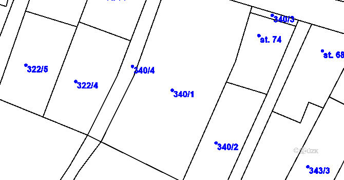 Parcela st. 340/1 v KÚ Malé Přílepy, Katastrální mapa
