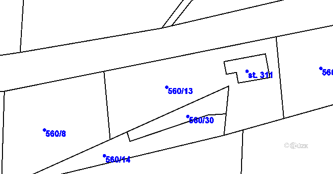 Parcela st. 560/13 v KÚ Malé Přílepy, Katastrální mapa
