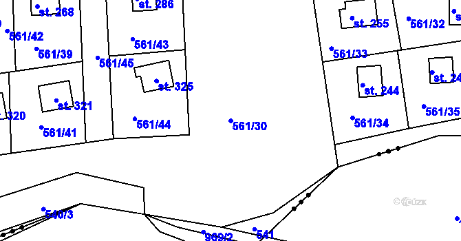 Parcela st. 561/30 v KÚ Malé Přílepy, Katastrální mapa