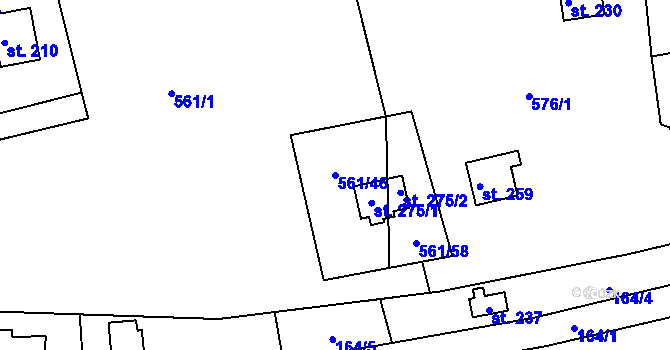 Parcela st. 561/46 v KÚ Malé Přílepy, Katastrální mapa