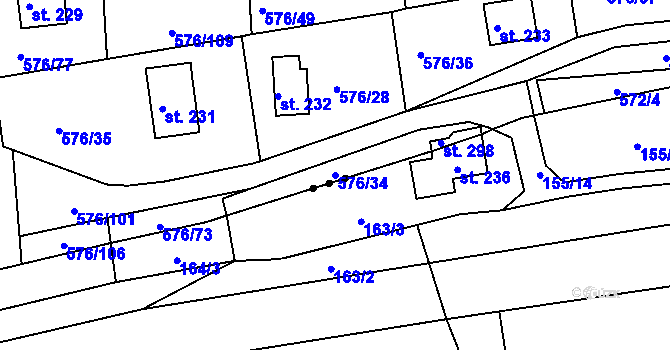 Parcela st. 576/34 v KÚ Malé Přílepy, Katastrální mapa