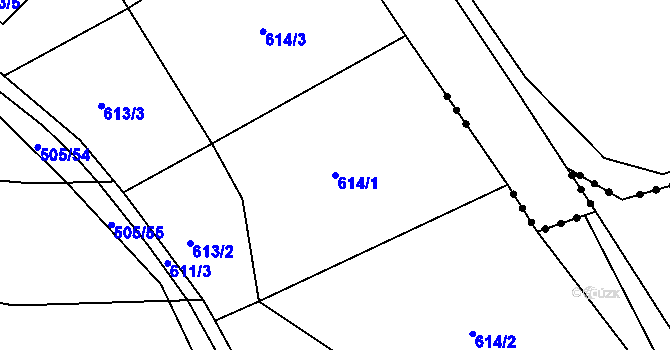 Parcela st. 614/1 v KÚ Malé Přílepy, Katastrální mapa