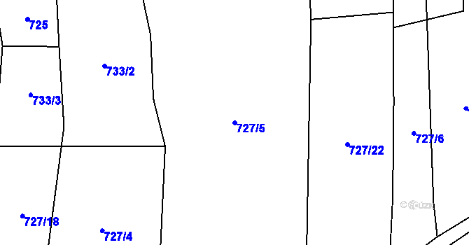 Parcela st. 727/5 v KÚ Malé Přílepy, Katastrální mapa