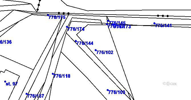 Parcela st. 776/102 v KÚ Malé Přílepy, Katastrální mapa