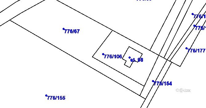 Parcela st. 776/106 v KÚ Malé Přílepy, Katastrální mapa