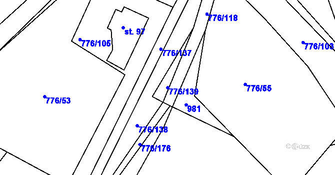 Parcela st. 776/139 v KÚ Malé Přílepy, Katastrální mapa