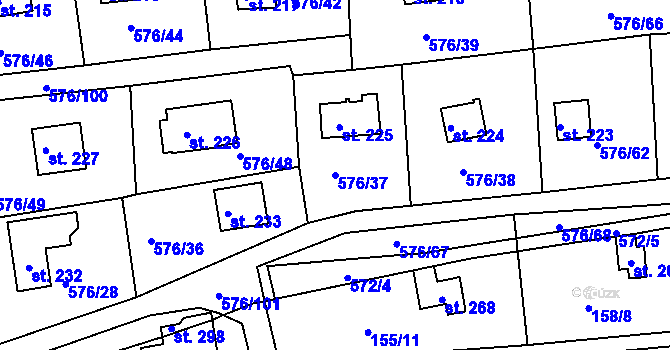 Parcela st. 576/37 v KÚ Malé Přílepy, Katastrální mapa