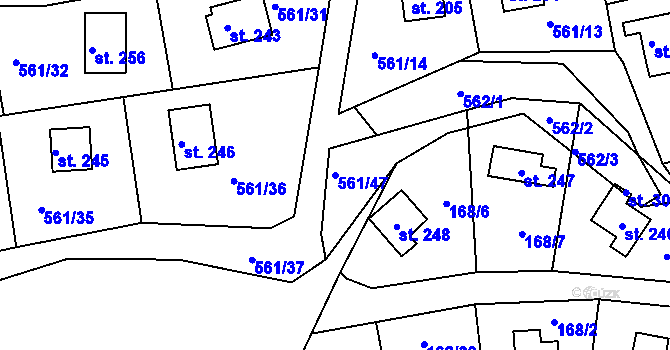 Parcela st. 561/47 v KÚ Malé Přílepy, Katastrální mapa
