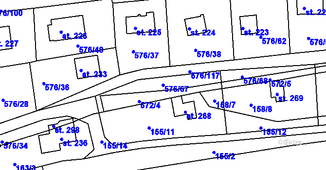 Parcela st. 576/67 v KÚ Malé Přílepy, Katastrální mapa