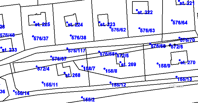 Parcela st. 576/68 v KÚ Malé Přílepy, Katastrální mapa