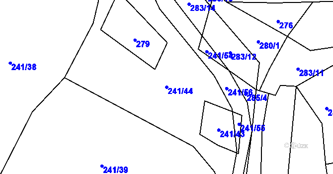 Parcela st. 241/44 v KÚ Malé Přílepy, Katastrální mapa
