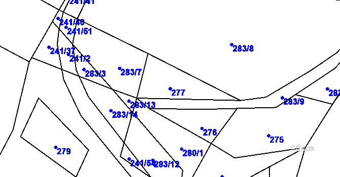 Parcela st. 277 v KÚ Malé Přílepy, Katastrální mapa